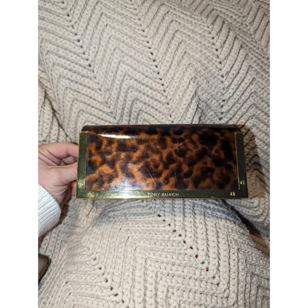 Vintage Tory‎ Burch Y2K Black Leather Eyeglass Frames and Tortoise Case Rx
